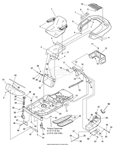 Frame, Body And Seat Group Diagram and Parts List for 2690514 (107277680)(2005) Briggs and Stratton Lawn Tractor